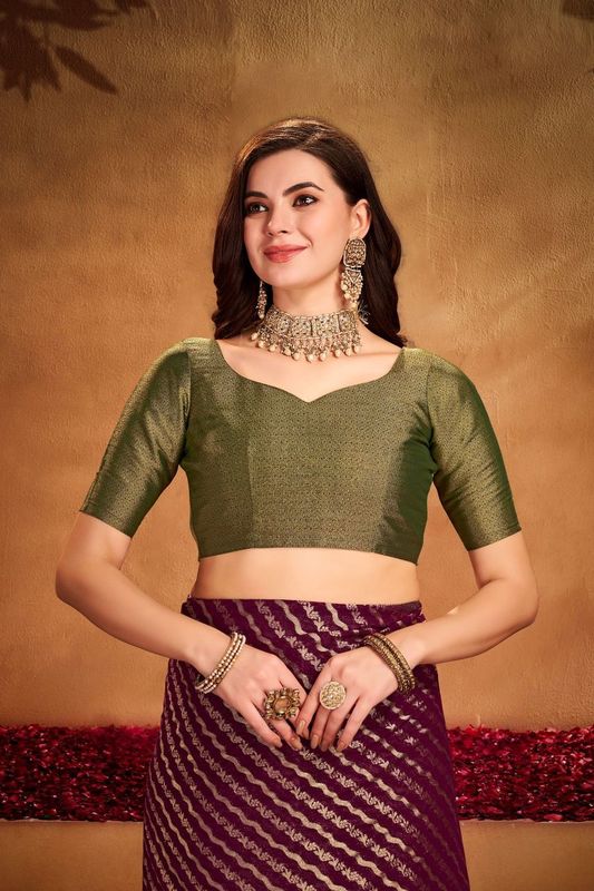 Wine Wevon Jacquard Designer Georgette Saree