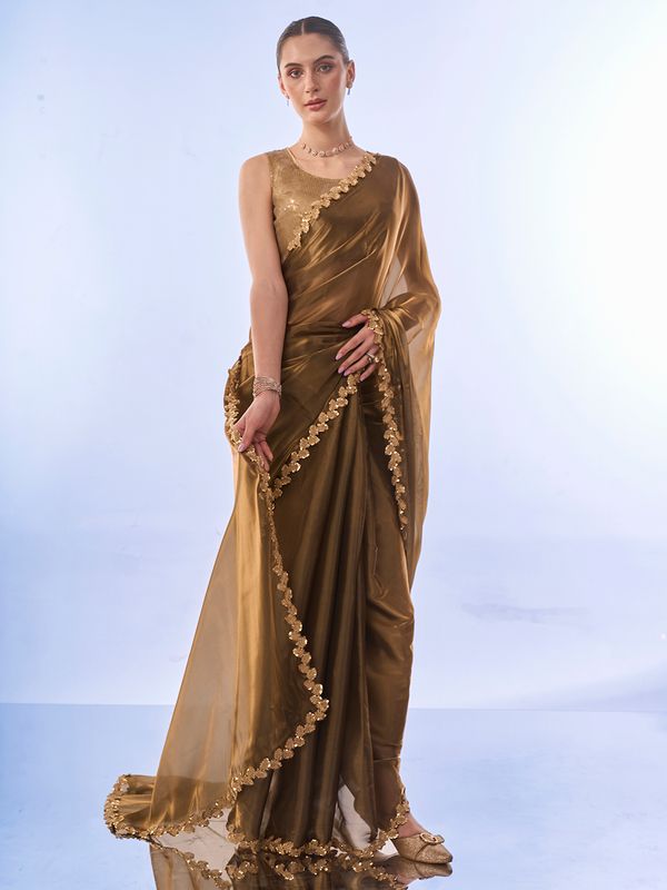 Green Designer Lace Work Jimmy Choo Saree