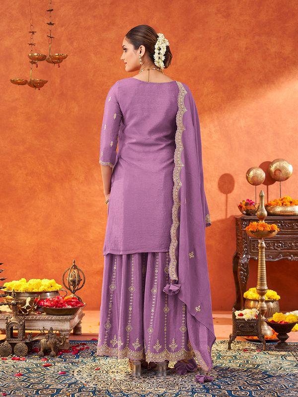 Lavender Poly chiffon Kurtas