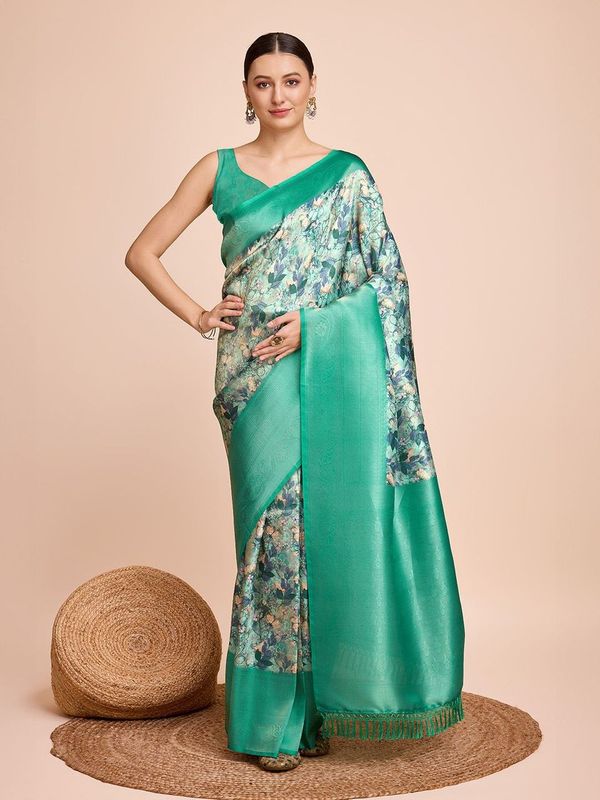 Rama Weaving Jari Designer & Printed Kanjivaram Silk Saree