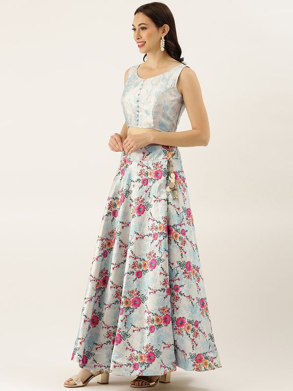 Digital Print Satin Silk Fabric Stitched Lehenga Choli With Jequared Blouse and Assami Silk Thread Work Dupatta For Women and Girls In Festive Party And Traditional Wear