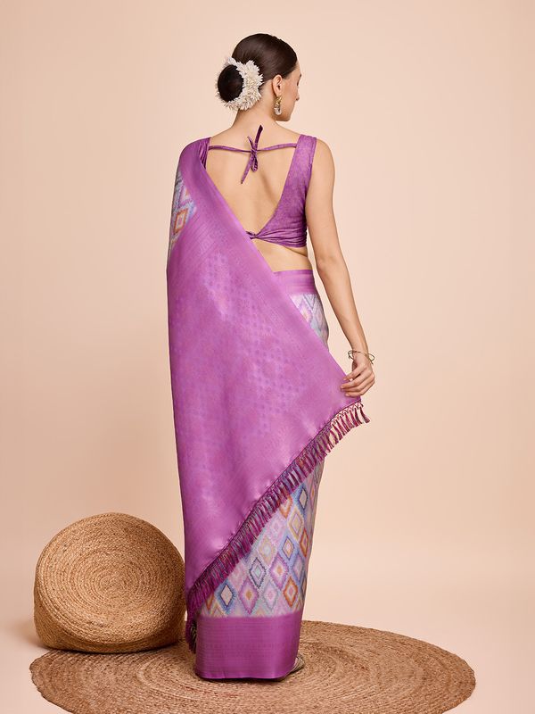 Purple Weaving Jari Designer & Printed Kanjivaram Silk Saree