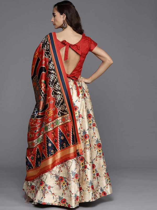 Digital Print Satin Silk Fabric Stitched Lehenga Choli With Jequared Blouse and Assami Silk Thread Work Dupatta For Women and Girls In Festive Party And Traditional Wear