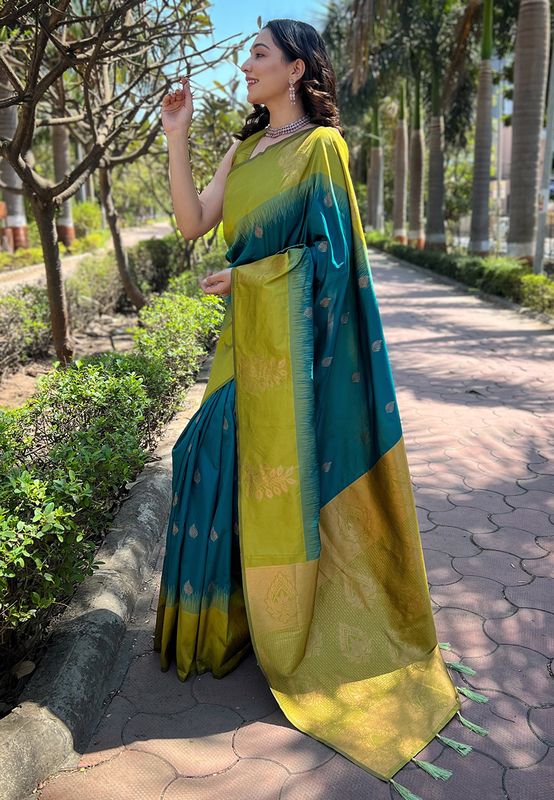 Rama Soft Silk Weaving Jari Designer Graceful Ceremonial Saree
