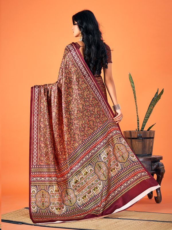 Multy Designer Printed Pashmina Saree