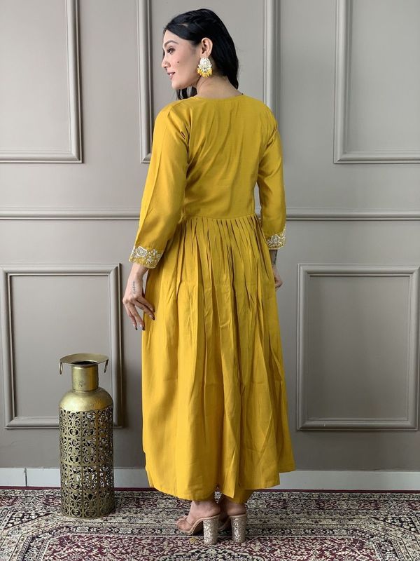 Purple Chanderi Cotton A-Line Kurta, Anarkali Kurta
