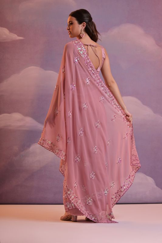 Onion Designer Sequance Embroidery Work Georgette Saree