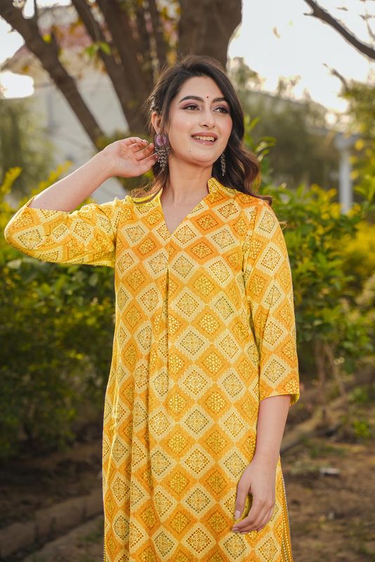 yellowPure RayonKurtas