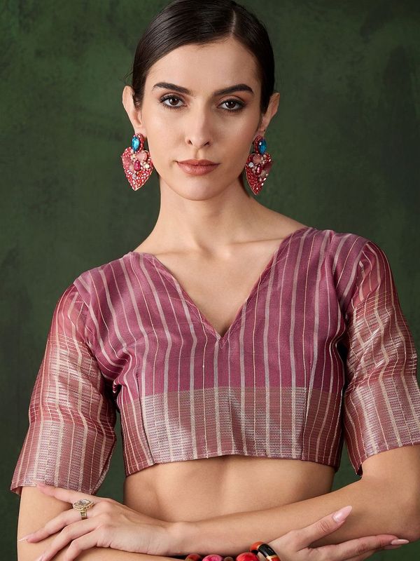 Magenta Wevon Designer Khadi Organza Saree