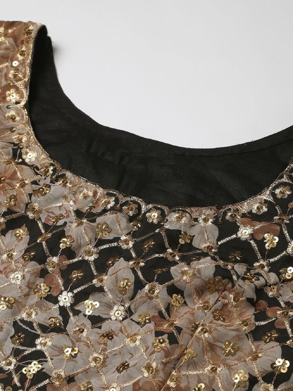 Floral Print With Sequince Embroidery Work