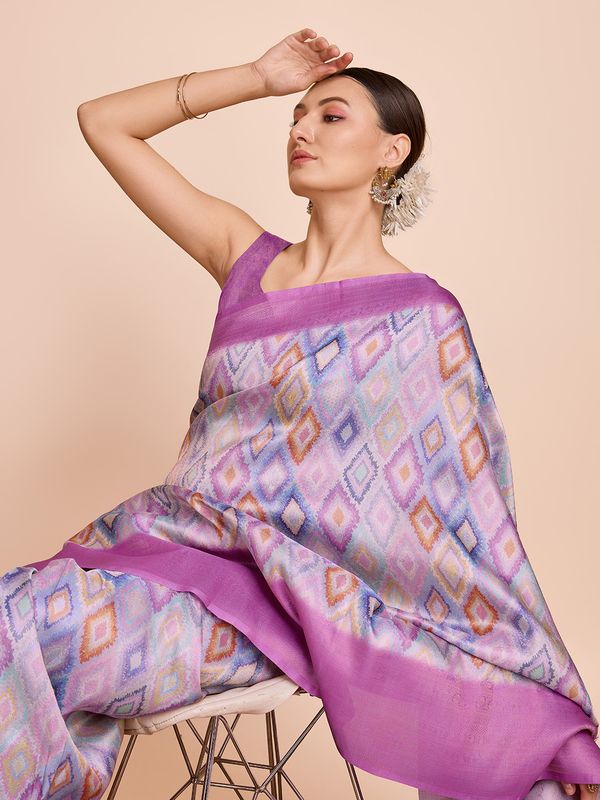 Purple Weaving Jari Designer & Printed Kanjivaram Silk Saree