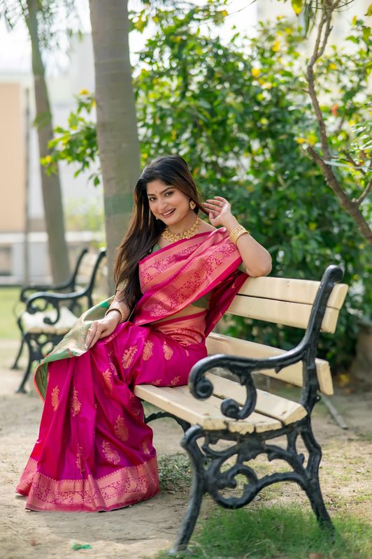 Pink Wevon Jari Designer Tussar Silk Saree