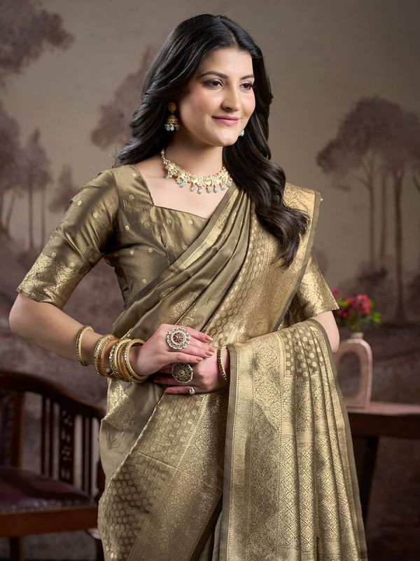Green Wevon Rich Pallu Designer Lichi Silk Saree