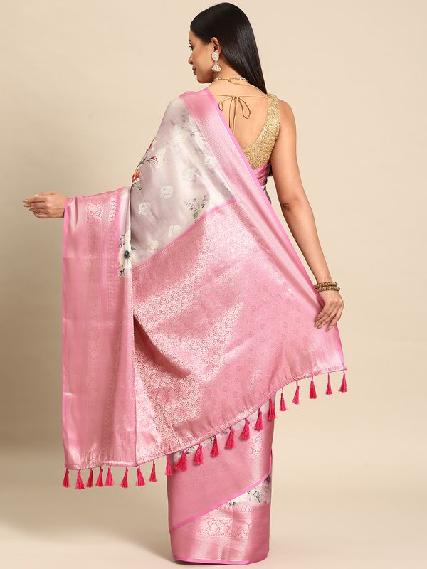 Pink Women Kanchipuram Silk Printed Saree
