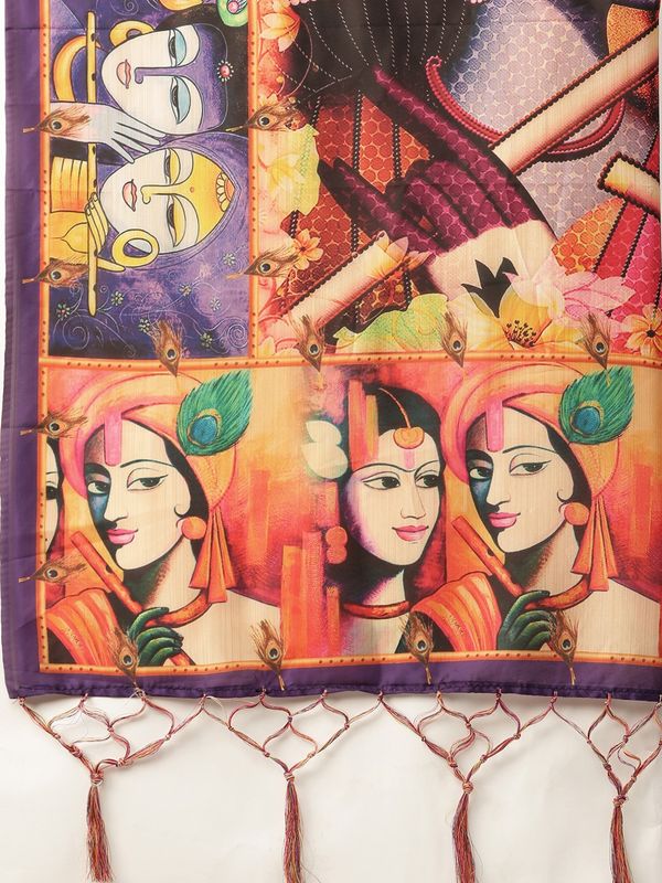 Digital Print Satin Silk Fabric Stitched Lehenga Choli With Jequared Blouse and Assami Silk Thread Work Dupatta For Women and Girls In Festive Party And Traditional Wear
