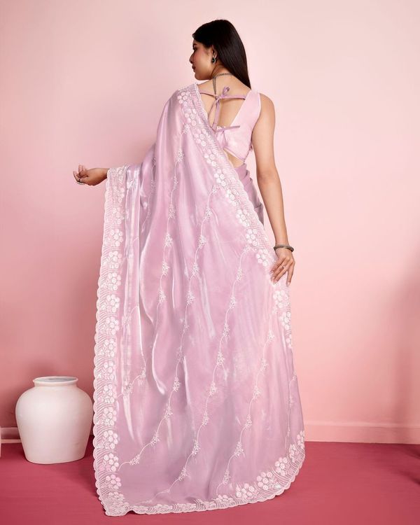 Pink Sequance Embroidery Work Jimmy Choo Saree
