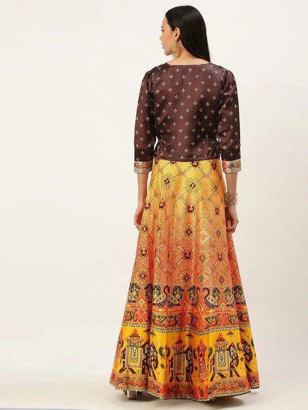 Digital Print Satin Silk Fabric Stitched Lehenga Choli With Jequared Blouse and Assami Silk Thread Work Dupatta For Women and Girls In Festive Party And Traditional Wear