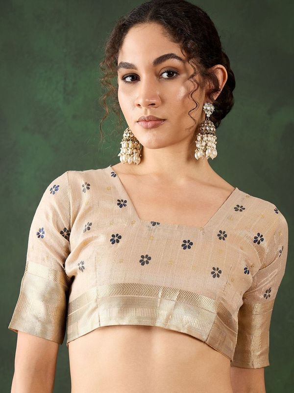 Beige Khadi Organza Woven Designer Saree With Classy Brush Paint Work