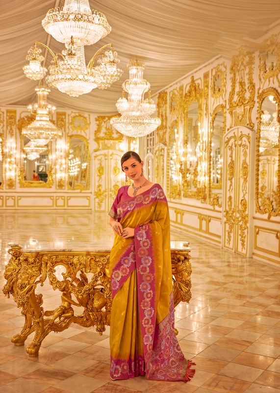 Yellow Weaving Designer Banarasi Silk Saree