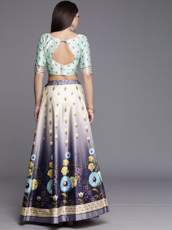 Digital Print Satin Silk Fabric Stitched Lehenga Choli With Jequared Blouse and Assami Silk Thread Work Dupatta For Women and Girls In Festive Party And Traditional Wear