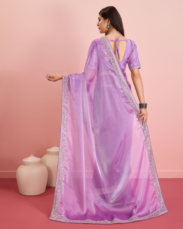 Purple Embroidery Work Lace Blouse Jimmy Choo Saree
