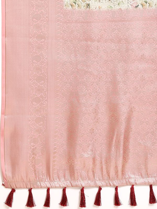 Multicolor Women Kanchipuram Silk Printed Saree