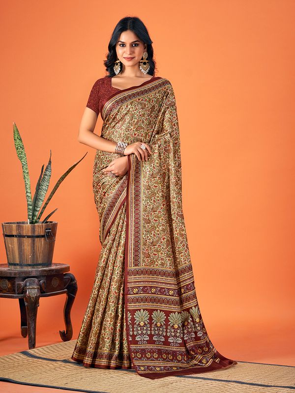 Multy Designer Printed Pashmina Saree