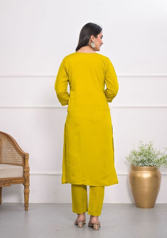 Yellow Color Viscoce Silk Fabric Designer Embroidery Work Salwar Kameez For Ceremonial Looks