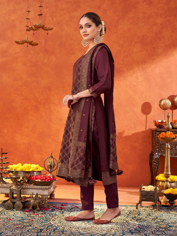 Wine Pure Muslin Kurtas