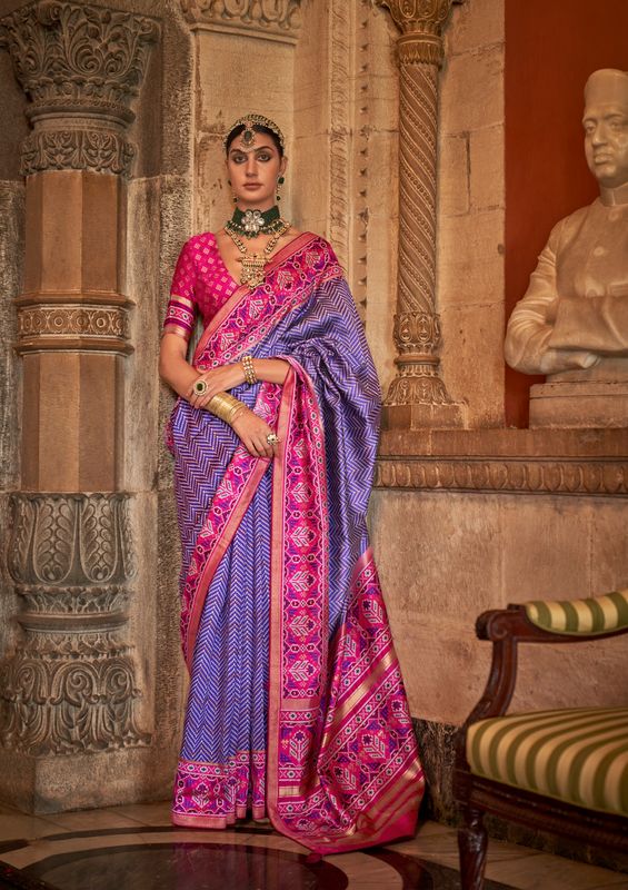 Lavender Weaving Designer & Printed Silk Saree
