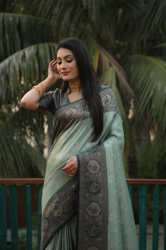 Blue Weaving Kanjivaram Designer Kanjivaram Silk Saree