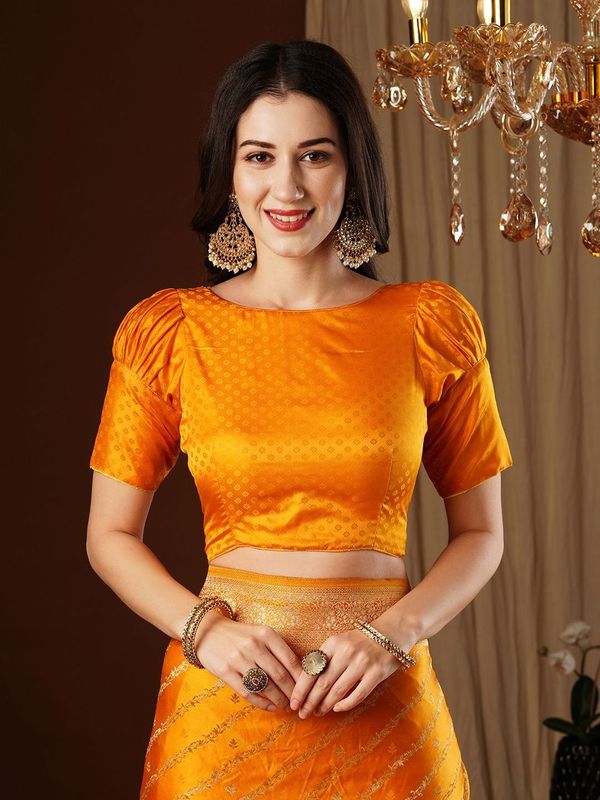 Yellow Wevon Jacquard Designer Satin Silk Saree