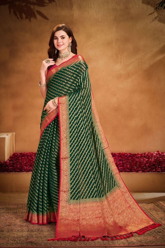 Green Wevon Jacquard Designer Georgette Saree