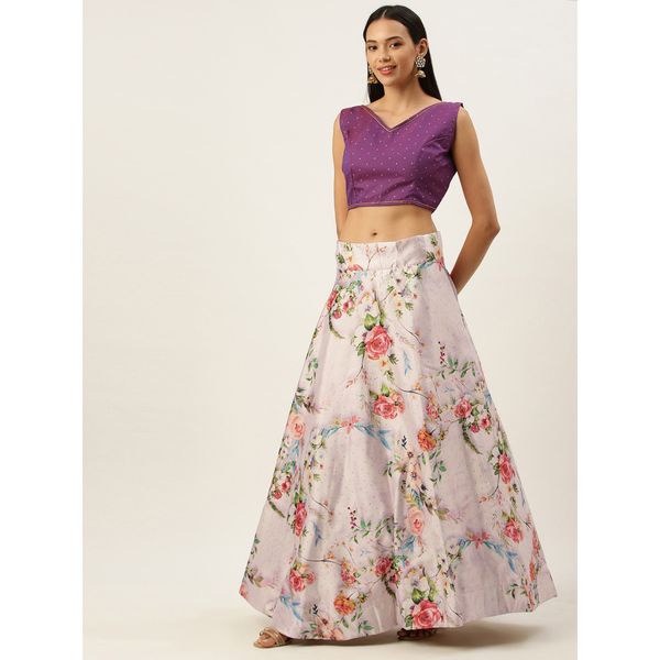 Digital Print Satin Silk Fabric Stitched Lehenga Choli With Jequared Blouse and Assami Silk Thread Work Dupatta For Women and Girls In Festive Party And Traditional Wear