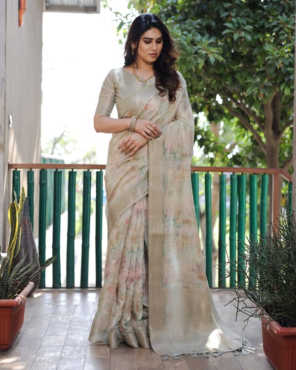 Pista Wevon Designer & Digital Printed Soft Silk Saree