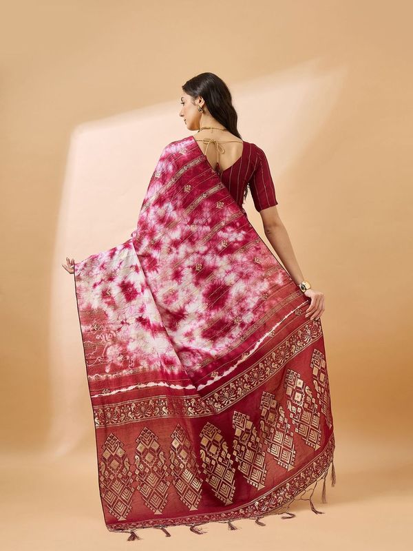 Maroon Wevon Designer Staple Cotton Saree