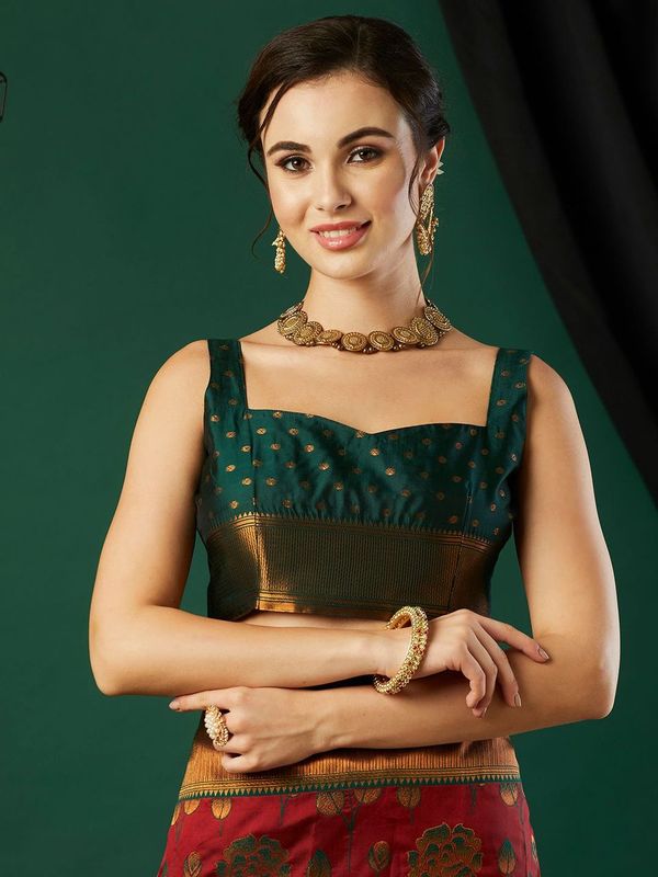 Maroon Wevon Jari Designer Banarasi Silk Saree
