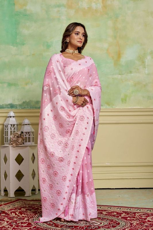 Pink Wevon Designer Cotton Saree
