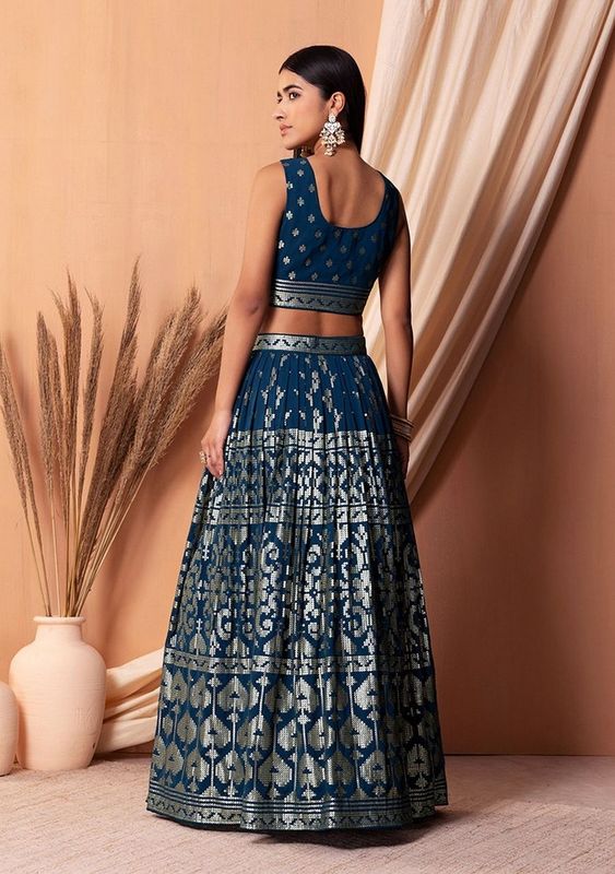 Blue Color Sequins Embroidered Bridesmaid Ceremonial Lehenga Choli