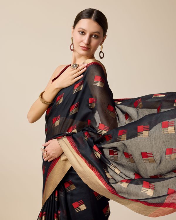 Black Weaving Designer Cotton Silk Saree