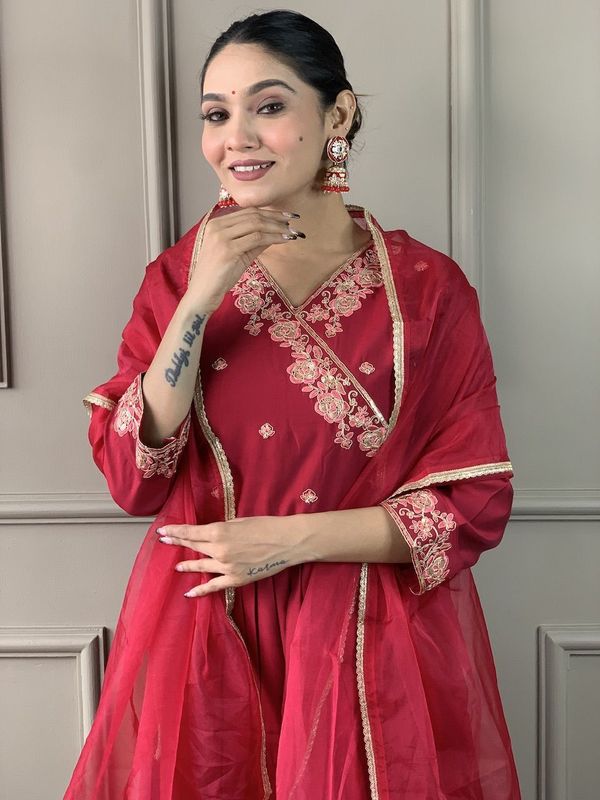 Mustard Chanderi Cotton A-Line Kurta, Anarkali Kurta