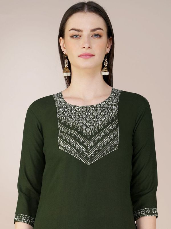 Mahendi Color Cotton Blend Sophisticated Partywear Suit For Girlie Looks