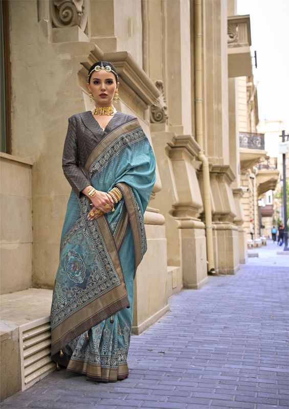 Rama Weaving Jari Designer & Printed P V Silk Saree