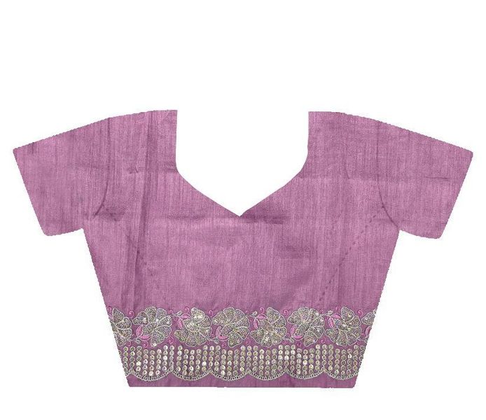 Pink Sequance & Thread Embroidery & Cut Work Gold Crunchy Saree