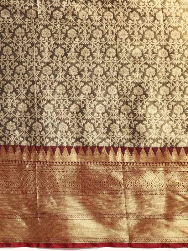 Black Floral Zari Art Silk Brocade Saree