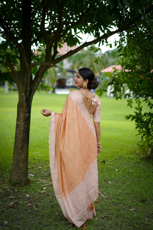 Yellow Wevon Kantha Designer & Printed Tussar Silk Saree