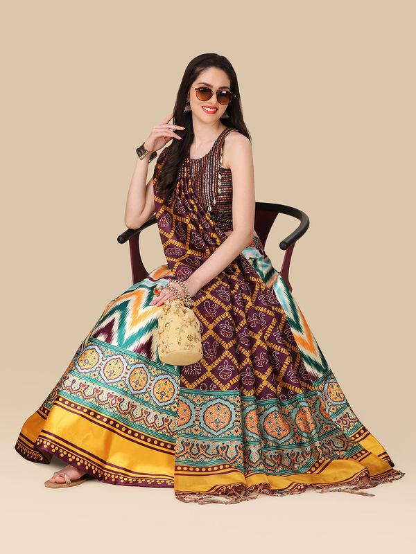 Digital Print Satin Silk Fabric Stitched Lehenga Choli With Jequared Blouse and Assami Silk Thread Work Dupatta For Women and Girls In Festive Party And Traditional Wear