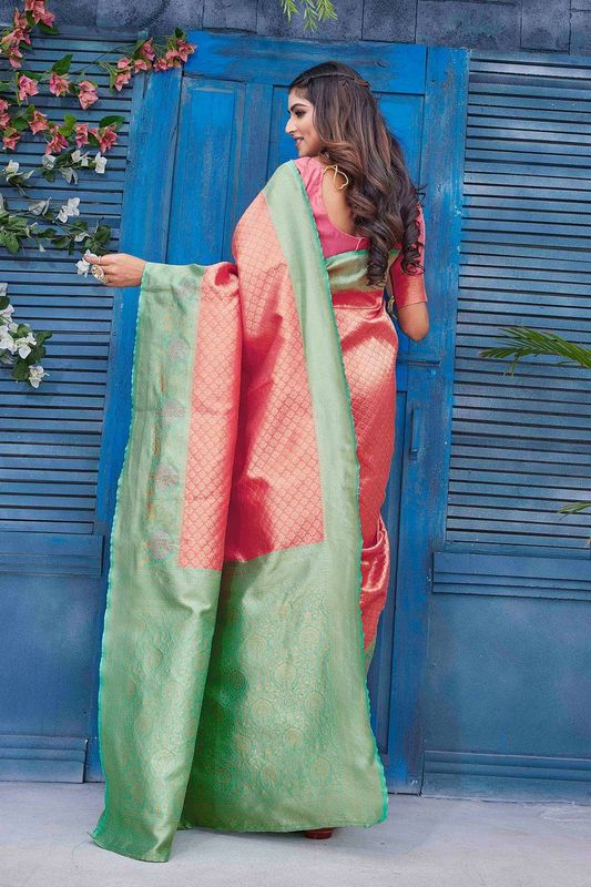 Pink Color Glamorous Wevon Jacquard Designer Silk Blend Wedding Season Saree