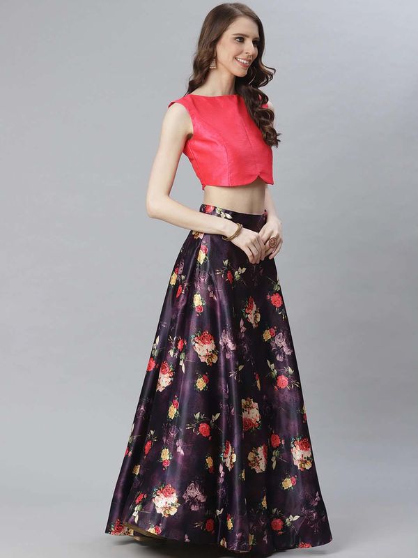 Digital Print Satin Silk Fabric Stitched Lehenga Choli With Jequared Blouse and Assami Silk Thread Work Dupatta For Women and Girls In Festive Party And Traditional Wear