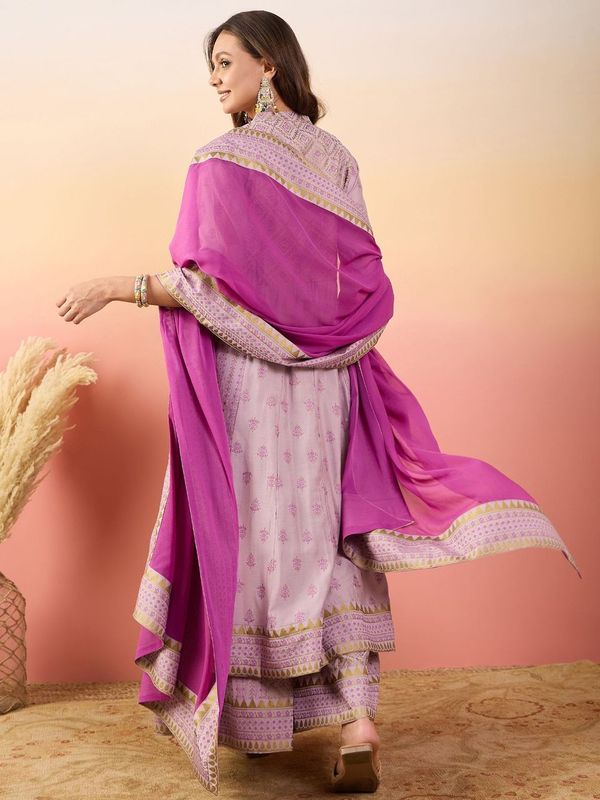 Purple Color Rich Looks Hand Woven Readymade Dress With Sophisticated Embroidery Work